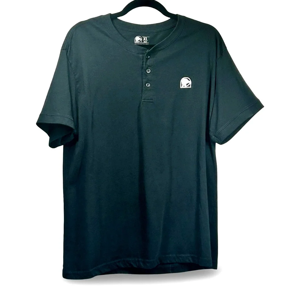 Taco Bell 3-Button‎ Henley Crew Shirt Men's Size XL Fast Food Uniform Workwear